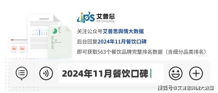 24年11月中国餐饮品牌线麻将胡了2舆情指数｜20